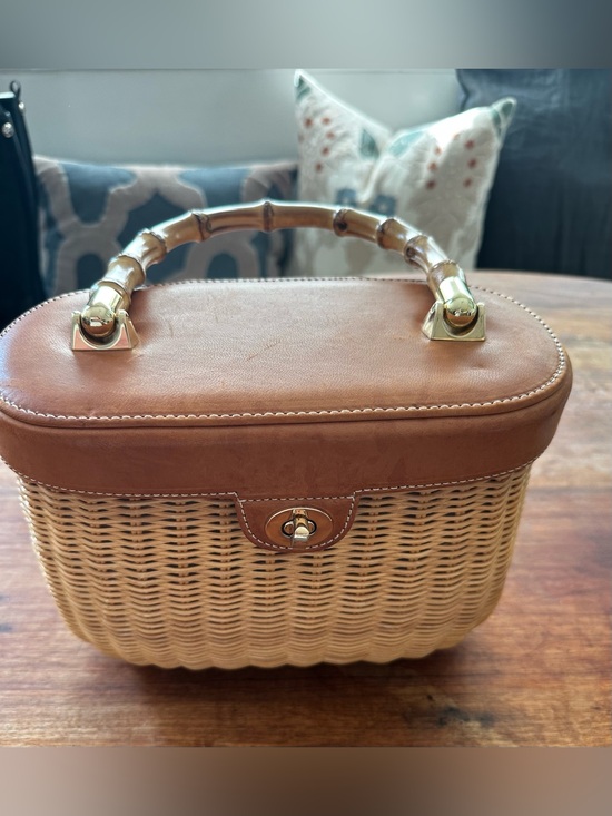J Mclaughlin Handbags - j mclaughlin Wicker Summer Bag With Bamboo Handle